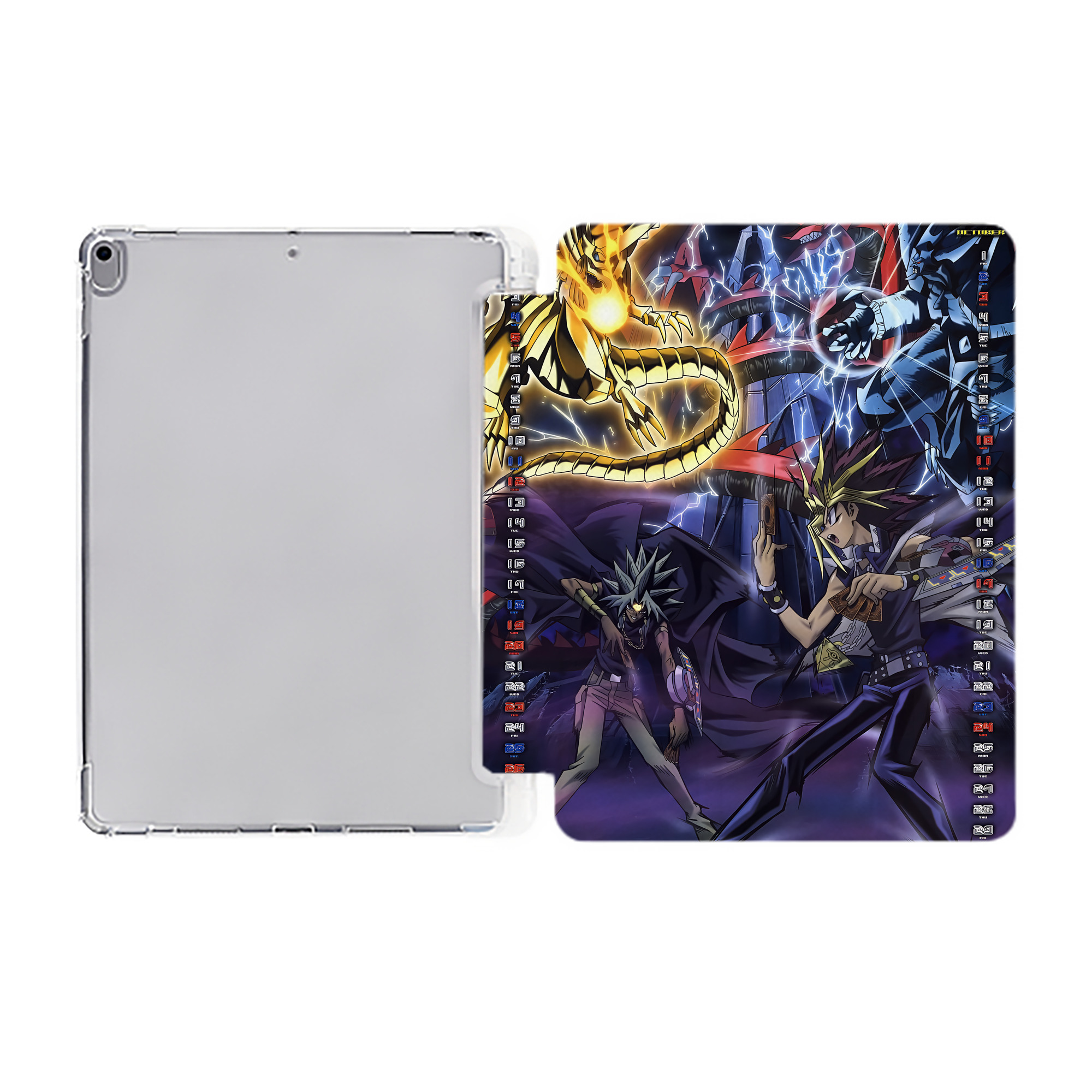（画像用） 遊☆戯☆王 Yu-Gi-Oh! IPad ケース ペン収納付き 三つ折りスタンド PUレザー×シリコン 対応機種9.5/10.5/10.9インチ